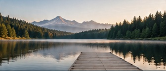 A still lake with a jetty